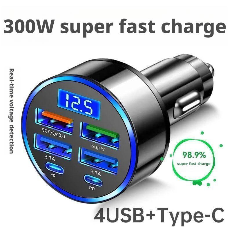 300W PD Car Charger 6 Ports Fa - Usb C Power Adapter 评论和价格