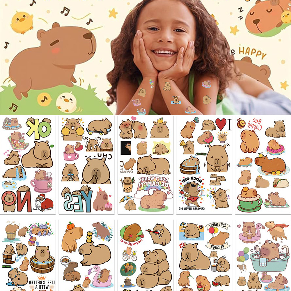 10Pcs Cute Capybara Tattoo Sti - Laptop Accessories Kids 评论和价格